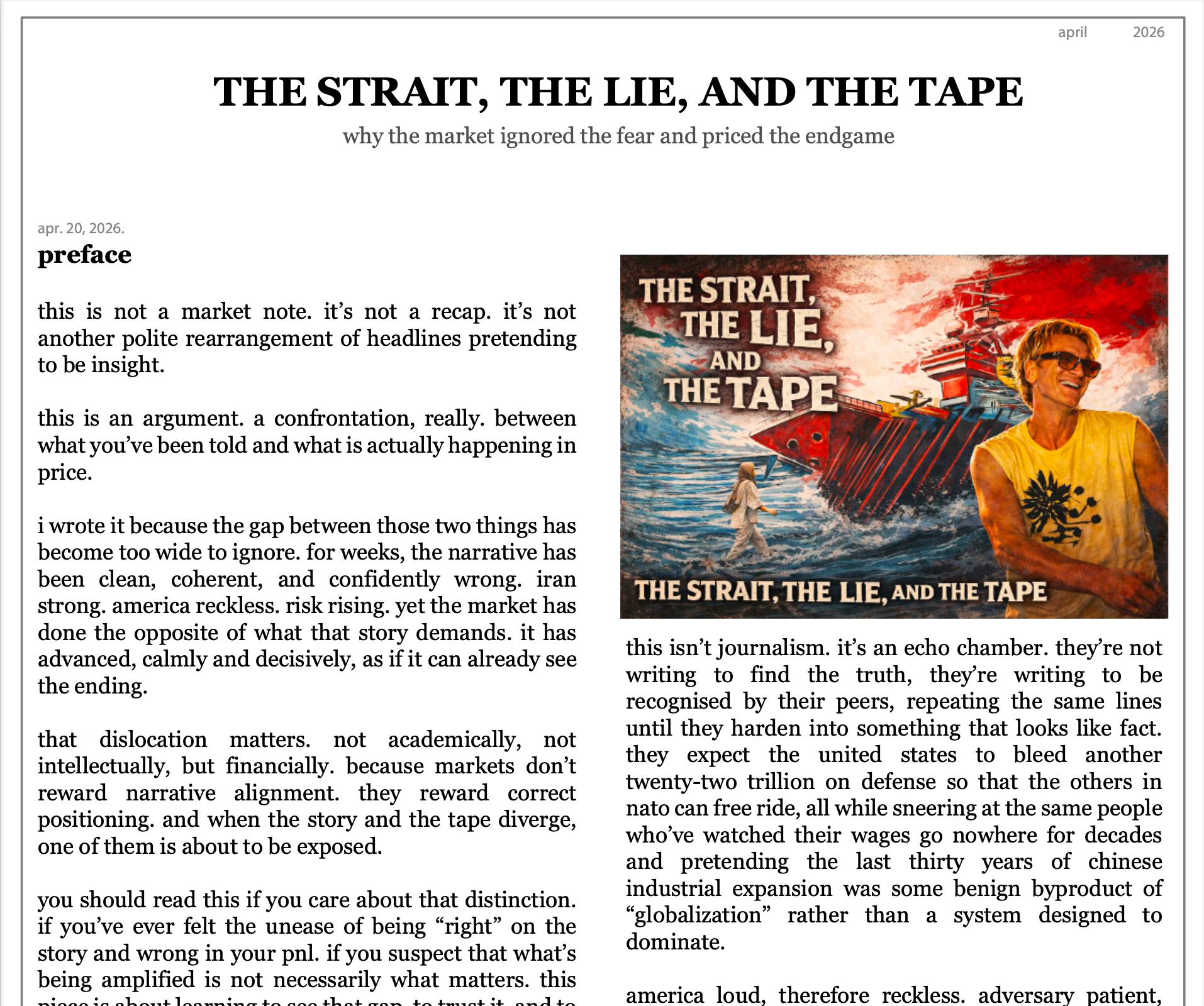 The Strait, The Lie, and The Tape